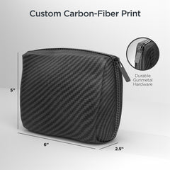 30W USB-C Fast Charging Kit with Travel Pouch – GaN Wall Charger, 6ft USB-C to USB-C & Lightning Cable, Carbon Fiber Tech Organizer Set for iPhone, Samsung, iPad & More