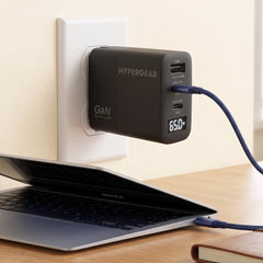 45W GaN USB-C Wall Charger with 6ft USB-C Cable – Dual USB-C PD PPS & USB-A Fast Charging Adapter – 3-Port Charger for iPhone, Samsung, iPad, MacBook Air & More