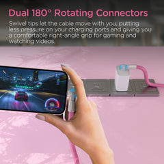 100W USB-C to USB-C Fast Charging Cable – 6ft Rugged Braided Cable with Dual 180° Rotating Connectors, LED Indicators & PD Fast Charge for iPhone 15/16, Samsung, iPad, MacBook & More | Pink