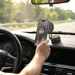 Magnetic Phone Mount – MagSafe-Compatible Vacuum Suction Phone Holder for Desk, Mirror, Glass, Countertops, Dashboard & More, Foldable Portable Design | Black