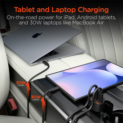 77W Quad-Port Fast Car Charger – Dual 30W USB-C PD PPS & Dual USB-A Ports – 4 Device Fast Charging Adapter for iPhone, Samsung, Android, Tablets & Laptops