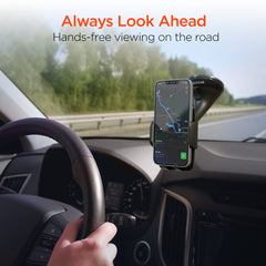 Compact Windshield Phone Mount Car Charger Kit – 3-in-1 Car Phone Holder with 20W USB-C PD Fast Charger, 3ft USB-C Cable, Suction Mount & 360° Rotating Cradle | Black