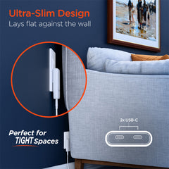 65W Dual USB-C GaN Wall Charger – Ultra-Slim Fast Charger with USB-C PD PPS, Foldable Prongs & Dual-Port Charging for MacBook, iPhone, Samsung, iPad & More