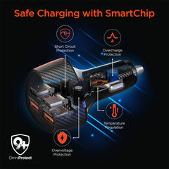 77W Quad-Port Fast Car Charger with 4ft USB-C Cable – Dual 30W USB-C PD PPS & Dual USB-A Ports – 4 Device Fast Charging Adapter for iPhone, Samsung, Android, Tablets & Laptops