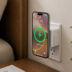 3-in-1 Magnetic Wireless Charger with Dual USB-C PD Ports – 15W MagSafe-Compatible Fast Charging Station, 40W GaN Wall Charger for iPhone, AirPods, Apple Devices & More | White