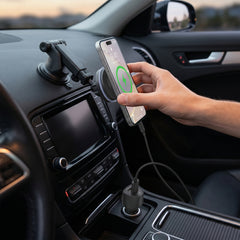 Magnetic Wireless Car Phone Mount – MagSafe-Compatible 15W Fast Charging Mount with Vent, Dashboard & Windshield Mount Kit, 25W USB-C PD Car Charger & USB-C Cable | Black