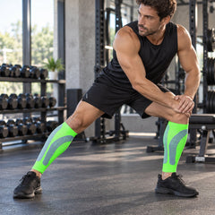 Calf Compression Sleeves, 20-30 mmHg Lower-Leg Support, Green, 1 Pair, One Size