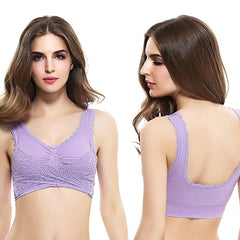 3-Pack Floral Lace Bralettes, Stretch Pull-On Layering Bras, Medium or Large