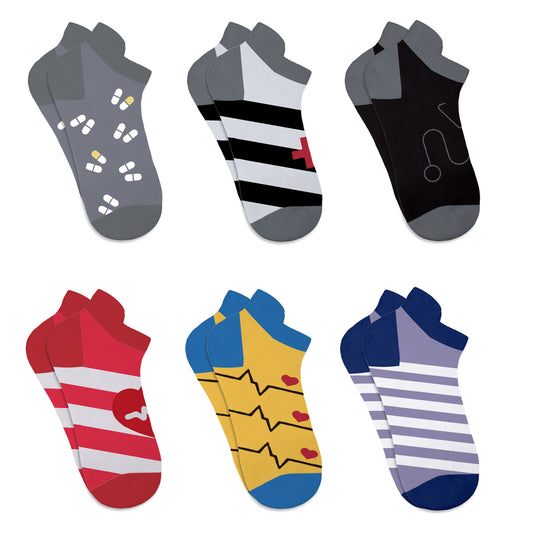 6-Pairs: Nurse Inspired Ankle-Length Compression Socks