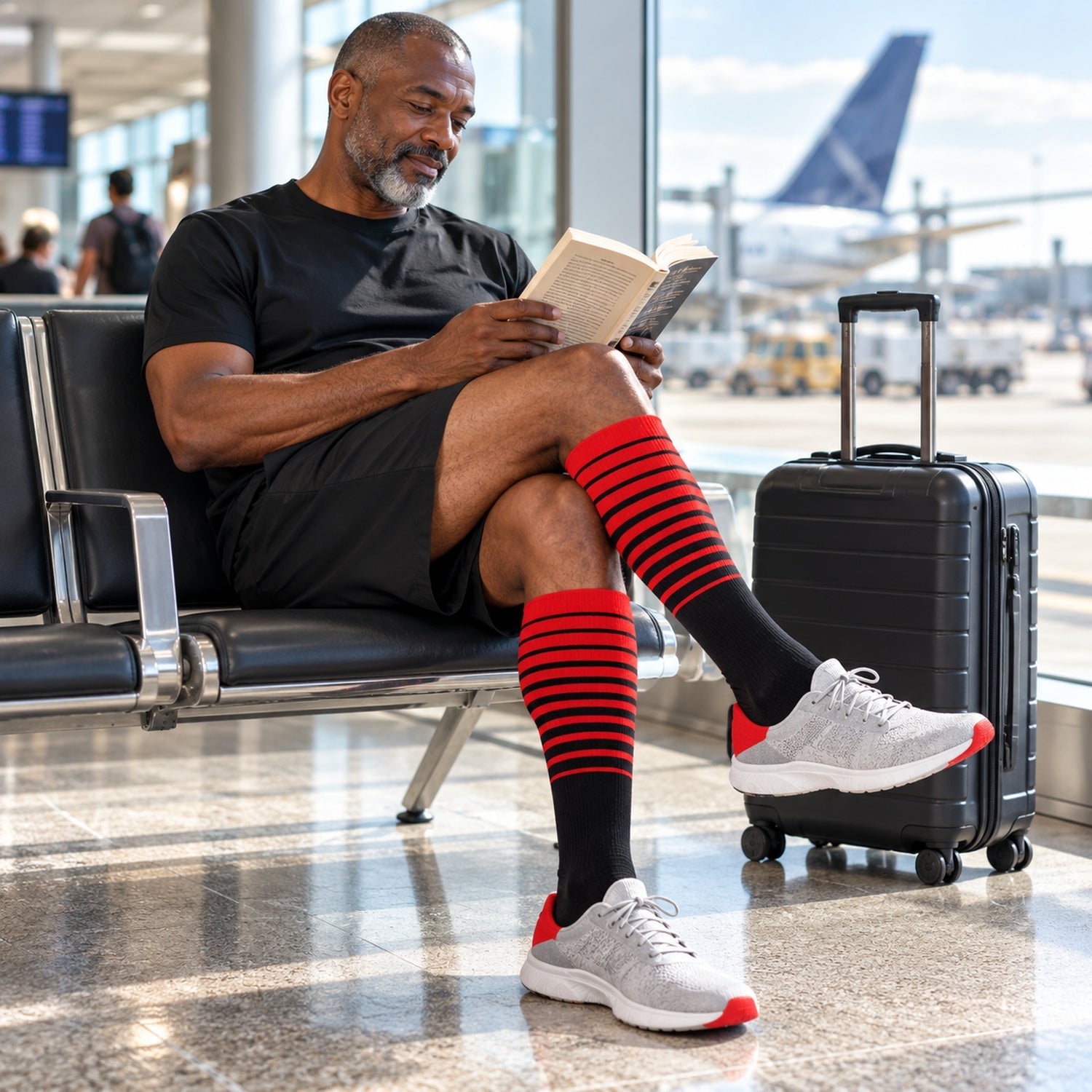 6-Pair Compression Travel Socks, Breathable Everyday Support Socks, One Size