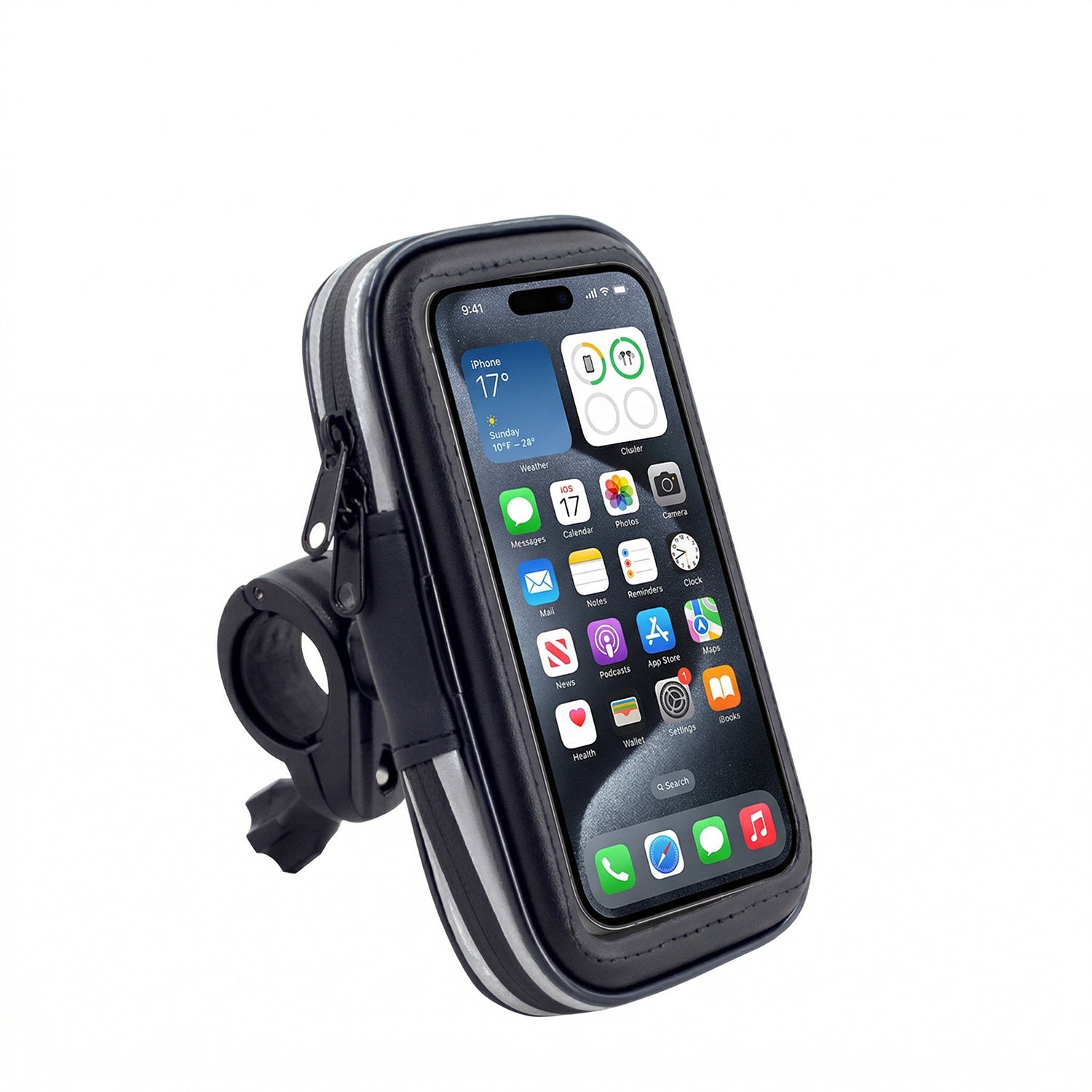 Bike Phone Mount with Weather-Resistant Case, 360-Degree Handlebar Holder