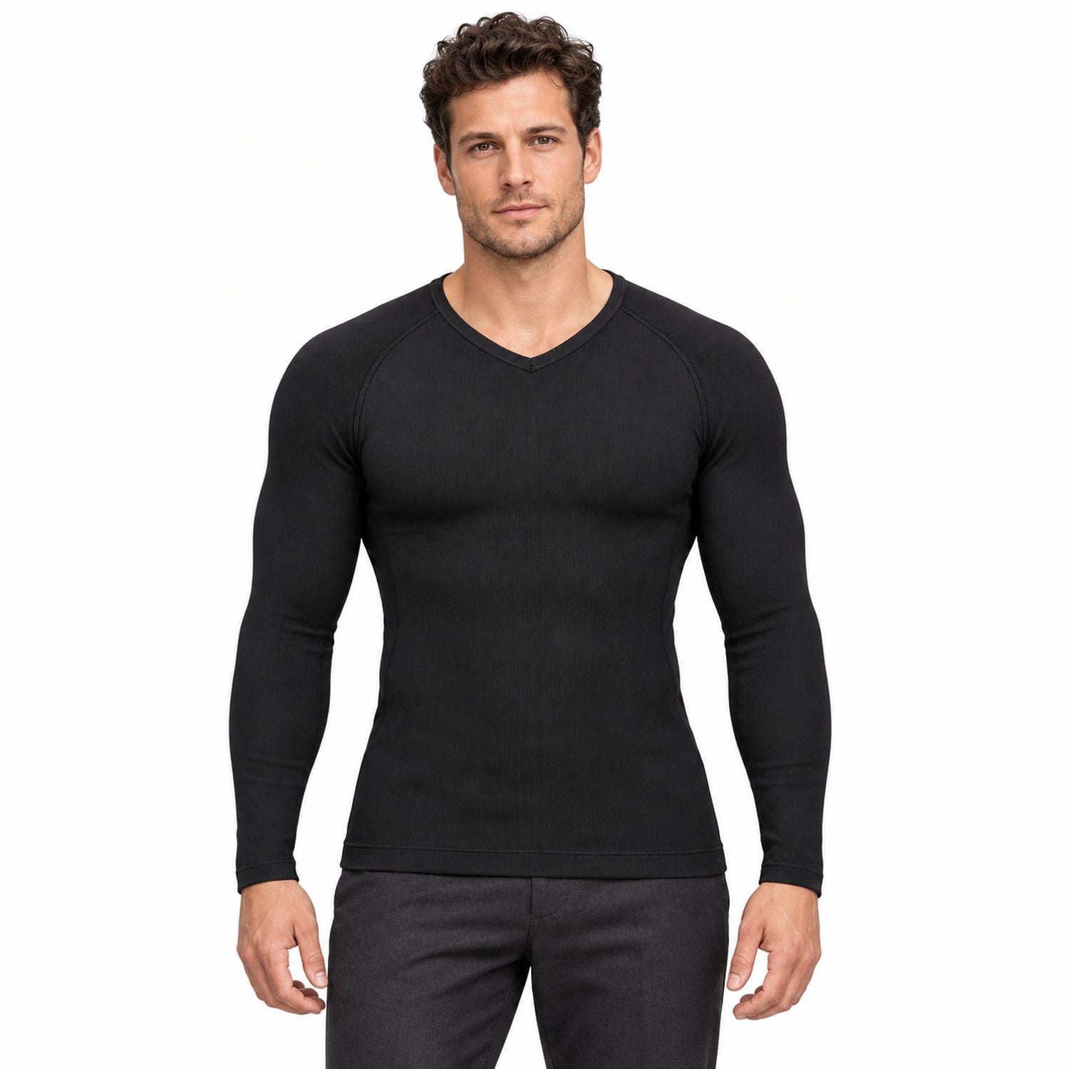 Men's Long-Sleeve Compression Shirt, Stretch Thermal Workout Base Layer
