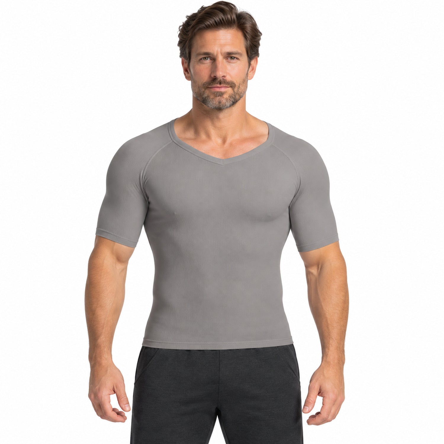 Men's Short-Sleeve Compression Shirt, Stretch Workout Base Layer, Small