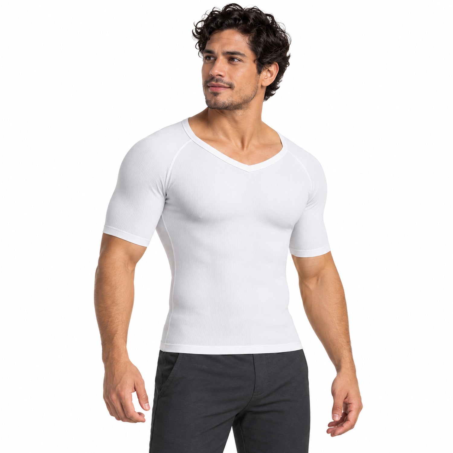 Men's Short-Sleeve Compression Shirt, Stretch Workout Base Layer, Small