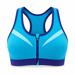 Double-Layer Front-Zip Sports Bra, Breathable Workout Support, Small