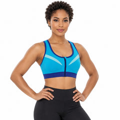 Double-Layer Front-Zip Sports Bra, Breathable Workout Support, Small