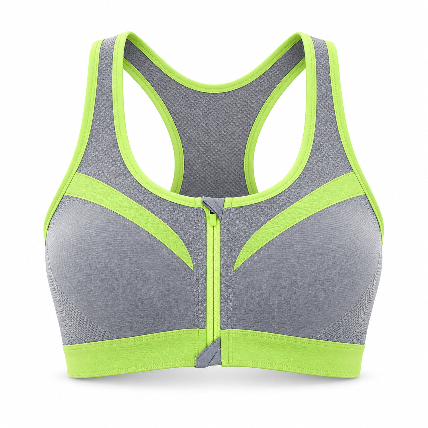 Double-Layer Front-Zip Sports Bra, Breathable Workout Support, Small