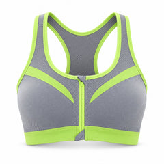 Double-Layer Front-Zip Sports Bra, Breathable Workout Support, Small