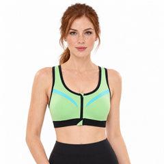 Double-Layer Front-Zip Sports Bra, Breathable Workout Support, Small