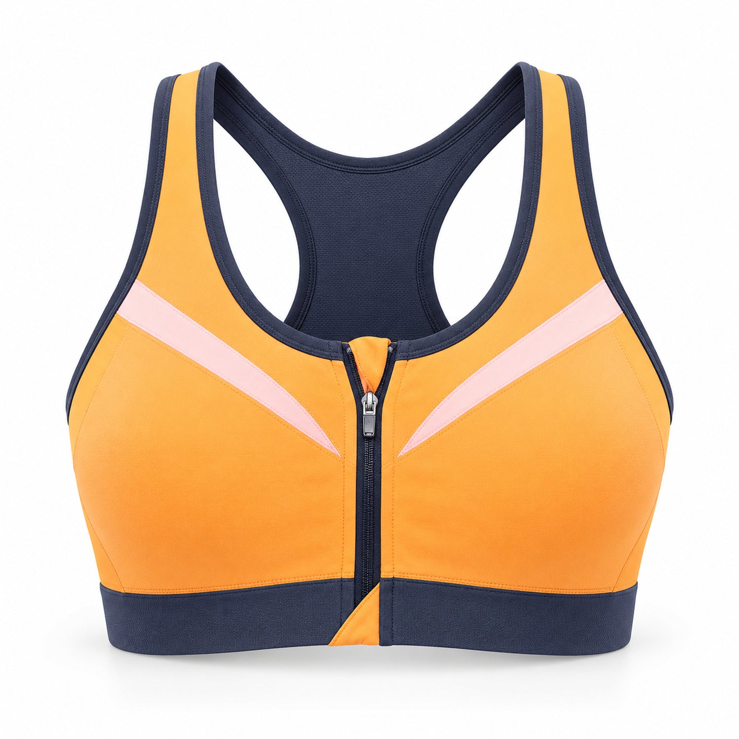 Double-Layer Front-Zip Sports Bra, Breathable Workout Support, Small