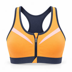 Double-Layer Front-Zip Sports Bra, Breathable Workout Support, Small