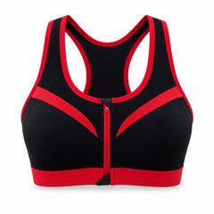 Double-Layer Front-Zip Sports Bra, Breathable Workout Support, Small