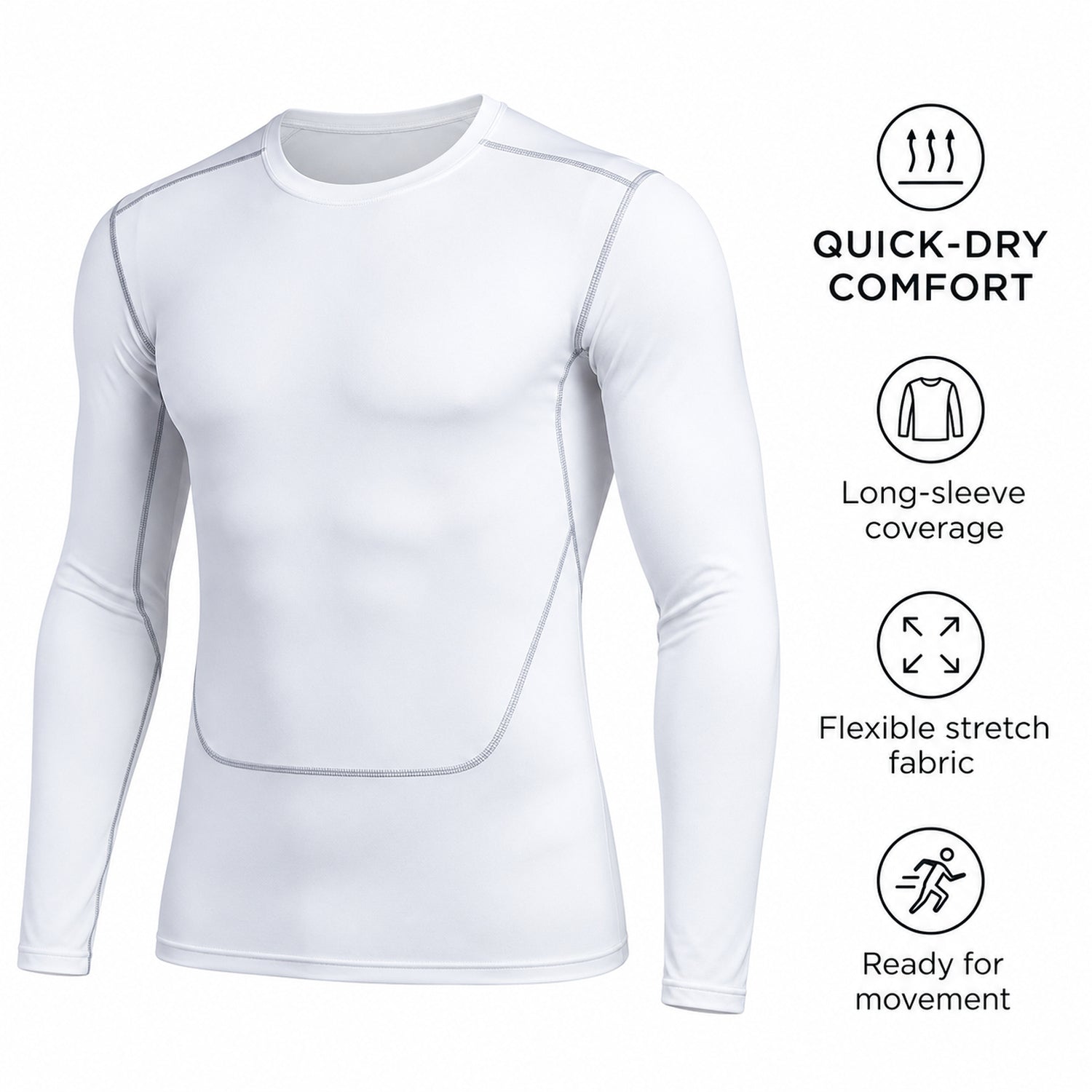 Men's Quick-Dry Long-Sleeve Workout Shirt, Stretch Activewear Top