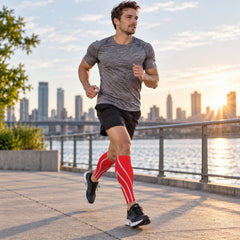 Calf Compression Sleeves, Breathable Non-Slip Leg Support, Red or Lime, 1 Pair