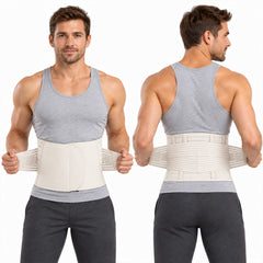 Men's Adjustable Double Compression Waist Trimmer Belt – Workout Abdominal Sweat Belt with Back & Core Support, Latex-Free Lightweight Waist Slimming Fitness Belt with Velcro Closure
