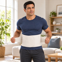 Men's Adjustable Double Compression Waist Trimmer Belt – Workout Abdominal Sweat Belt with Back & Core Support, Latex-Free Lightweight Waist Slimming Fitness Belt with Velcro Closure
