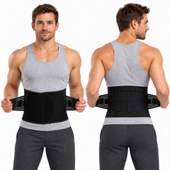 Men's Adjustable Double Compression Waist Trimmer Belt – Workout Abdominal Sweat Belt with Back & Core Support, Latex-Free Lightweight Waist Slimming Fitness Belt with Velcro Closure