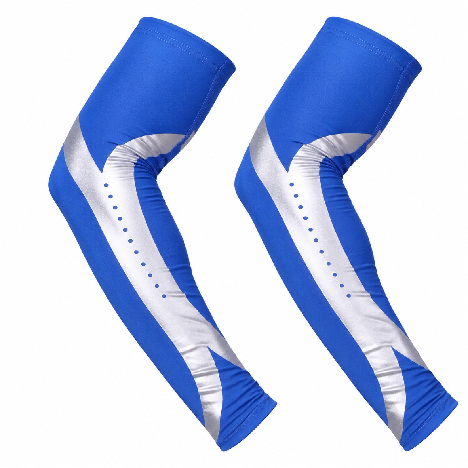 Blue Arm Compression Sleeves, Nylon-Spandex Stretch Support, 1 Pair