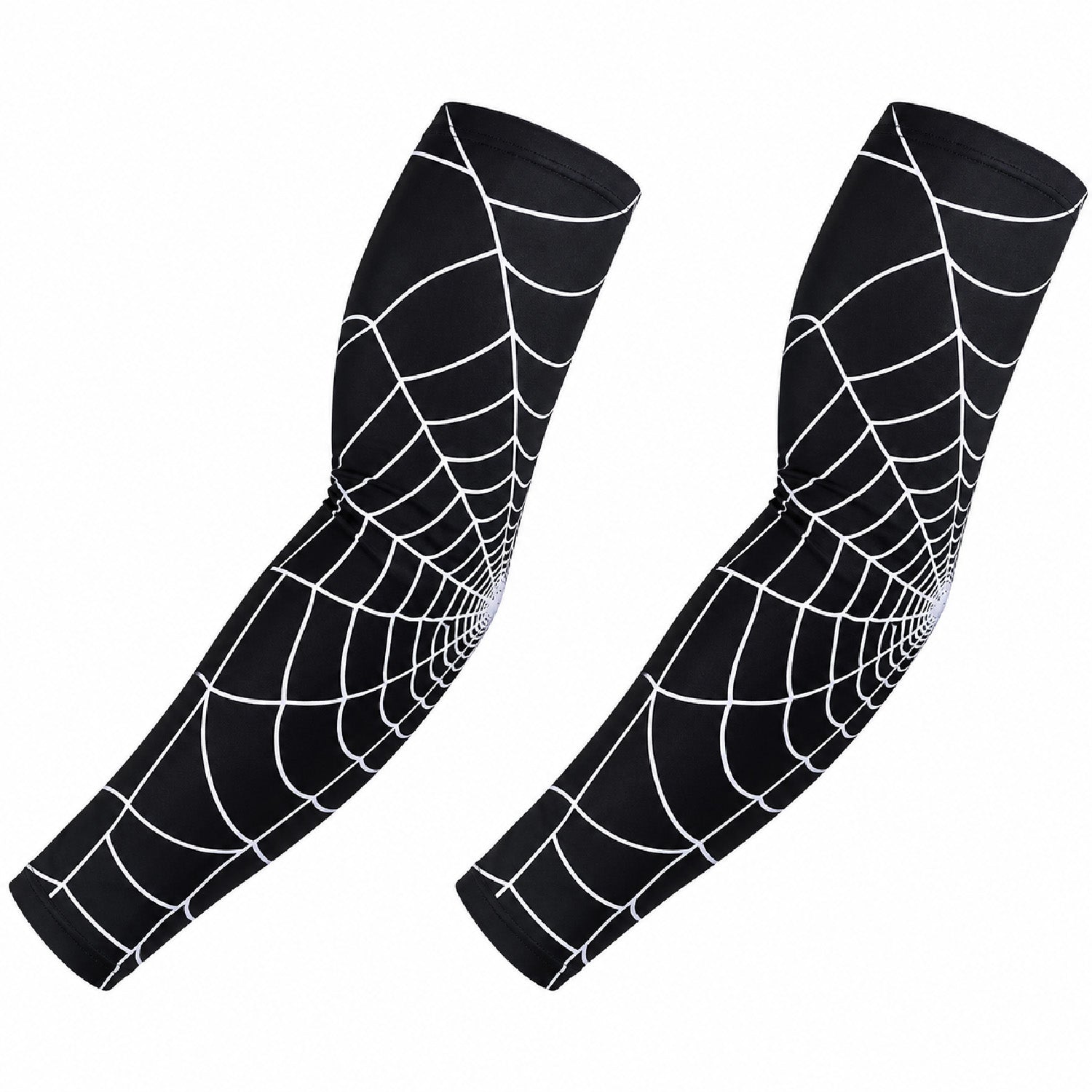 2-Pack Arm Compression Sleeves, Soft Stretch Sports Support, Black & White Design