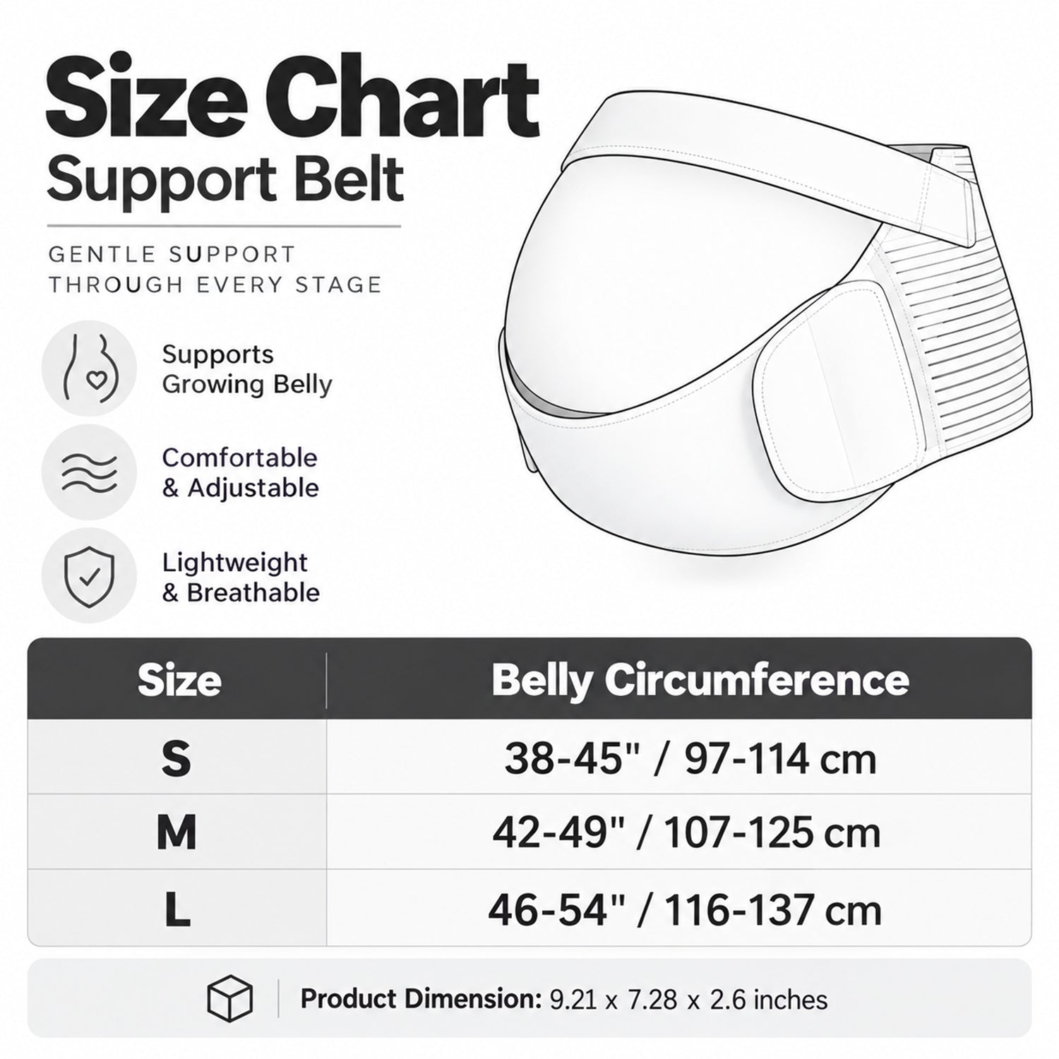 Adjustable Maternity Belly Band, Pregnancy Back & Waist Support Wrap