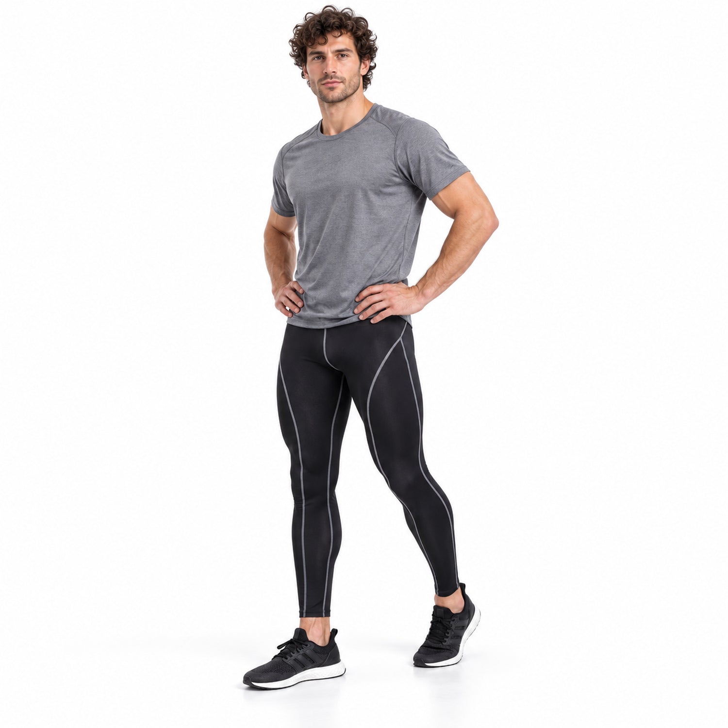 Men's Quick-Dry Compression Pants, Stretch Workout Leggings, One Size