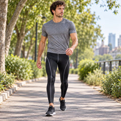 Men's Quick-Dry Compression Pants, Stretch Workout Leggings, One Size