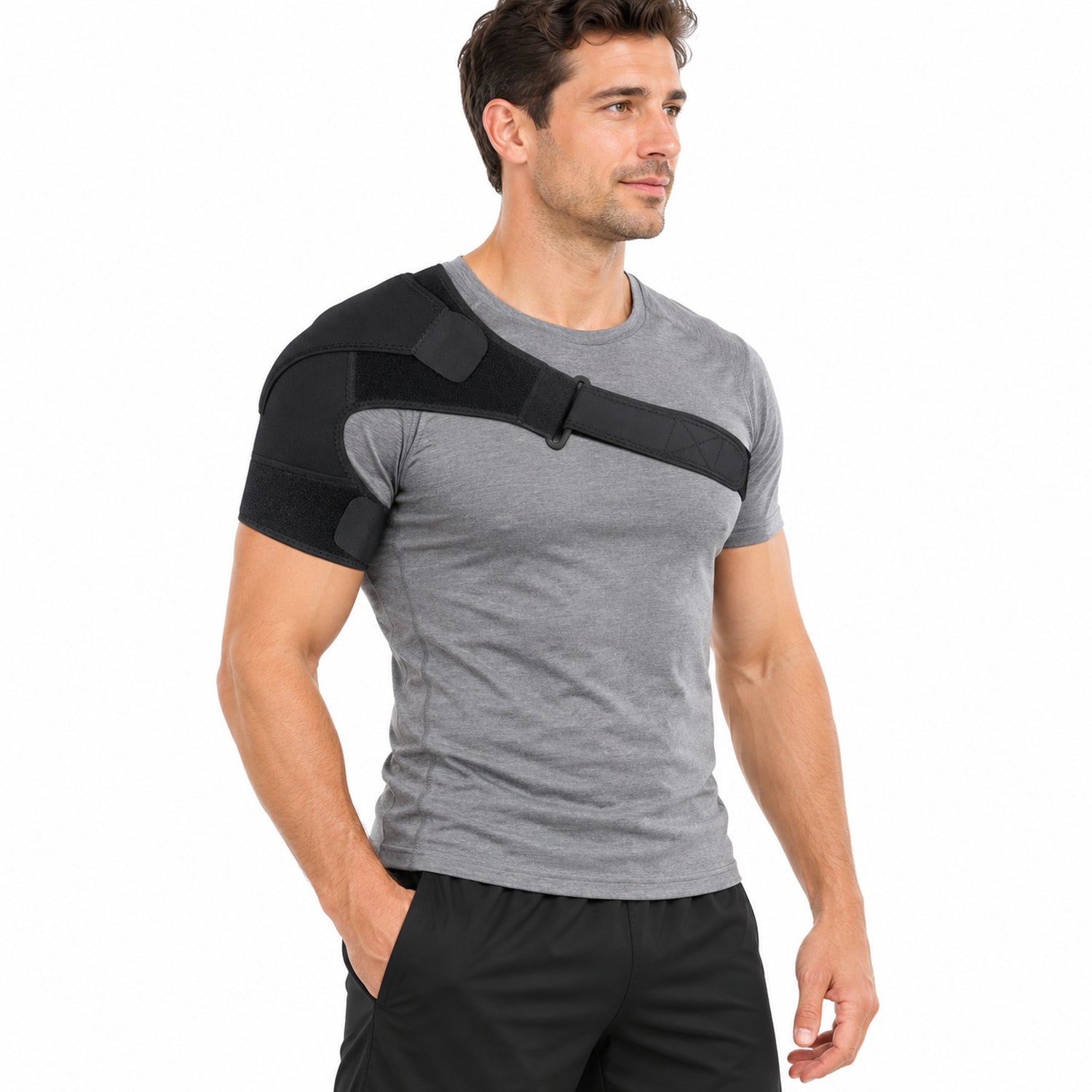 Adjustable Shoulder Support Brace, Left or Right Shoulder Wrap, 1 or 2 Pack