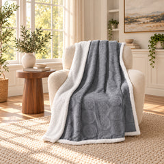 2-Pack Ultra Soft Embossed Sherpa Throw Blankets – 50 x 60 Inch Microplush Fleece Blankets, Lightweight Warm Decorative Throws for Couch, Sofa & Bed, Machine Washable All-Season Blankets