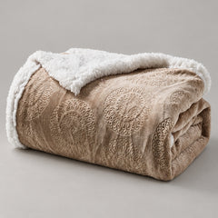 Ultra Soft Embossed Sherpa Throw Blanket – 50 x 60 Inch Microplush Fleece Blanket, Lightweight Warm Decorative Throw for Couch, Sofa & Bed, Machine Washable All-Season Blanket