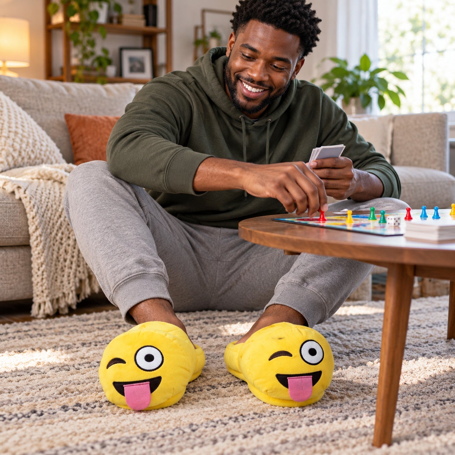 Plush Emoji Slippers, Soft Novelty House Slippers for Cozy Days