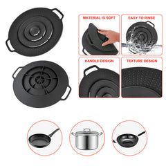 Silicone Boil-Over Spill Stopper Lid – 6” to 10.5” Universal Fit for Pots & Pans – Heat Resistant, Reusable & Dishwasher Safe – 12" Round – 1 or 2 Pack