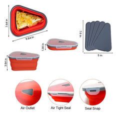 Collapsible Pizza Slice Storage Container with Airtight Lid & 5 Microwavable Dividers – BPA-Free Silicone, Adjustable Size, Microwave & Dishwasher Safe