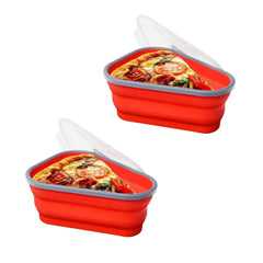 Collapsible Pizza Slice Storage Container with Airtight Lid & 5 Microwavable Dividers – BPA-Free Silicone, Adjustable Size, Microwave & Dishwasher Safe