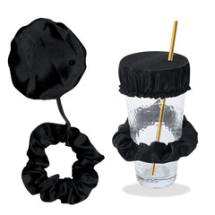 Reusable anti-spike Scrunchie Drink Mug Glass Cover Cap Headband with Straw Hole for Covering Drinks Party ,Club, Disco