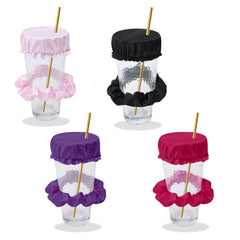Reusable anti-spike Scrunchie Drink Mug Glass Cover Cap Headband with Straw Hole for Covering Drinks Party ,Club, Disco