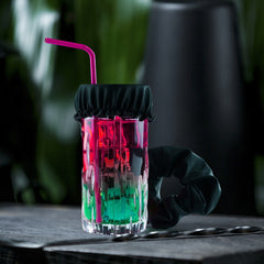 Reusable anti-spike Scrunchie Drink Mug Glass Cover Cap Headband with Straw Hole for Covering Drinks Party ,Club, Disco