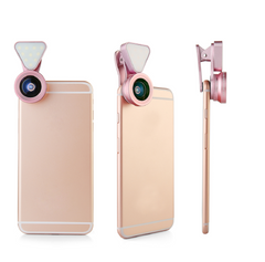 3-in-1 Phone Camera Lens Kit with 10 LED Selfie Light – Wide Angle 0.4X–0.6X + 15X Macro Lens – Universal Clip-On Smartphone Lens Set for Travel