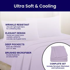 4-Piece: Luxury Bamboo Sheets for Queen Bed – Soft, Cool & Easy Care