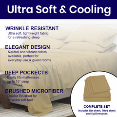Super Soft Bamboo Blend Bed Sheets – 1800 TC, Cooling Vibe, Deep Pocket Queen Sheet Set for Chill Sleep