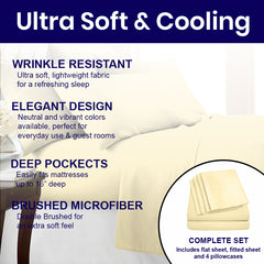 1800 Thread Count Bamboo Sheets – Double Brushed, Soft & Breathable, Deep Pocket Set